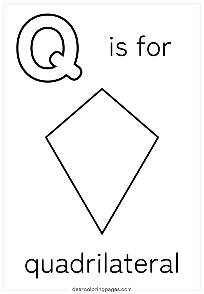 字母Q涂色页 - Q代表Quadrilateral | 儿童返校活动
